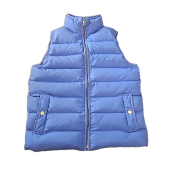 J.Crew Womens Mountain Puffer Perrywinkle Blue Quilted Lightweight Down Vest M - Picture 6 of 15